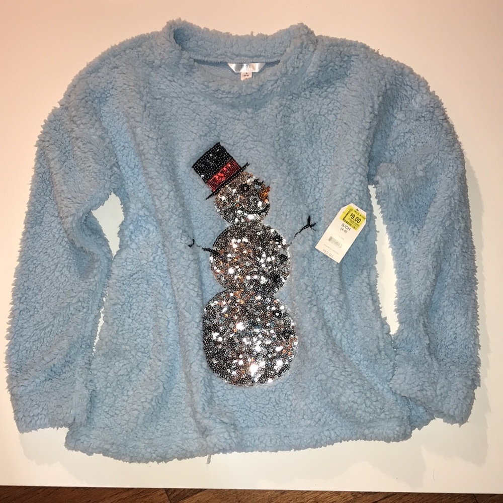 👋 Soft Snowman Fleece w/Sequins size S NWT - Picture 1 of 5